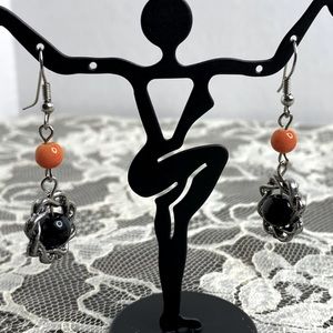 Orange & Black hanging earrings-Vintage